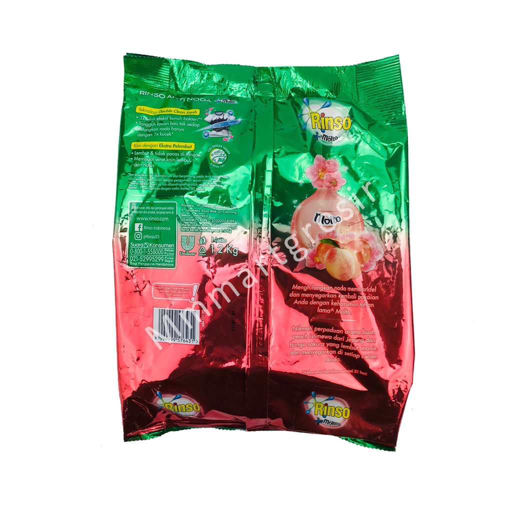 Rinso + Molto / Detergent Bubuk / Japanese Peach / Anti Noda 1.2kg