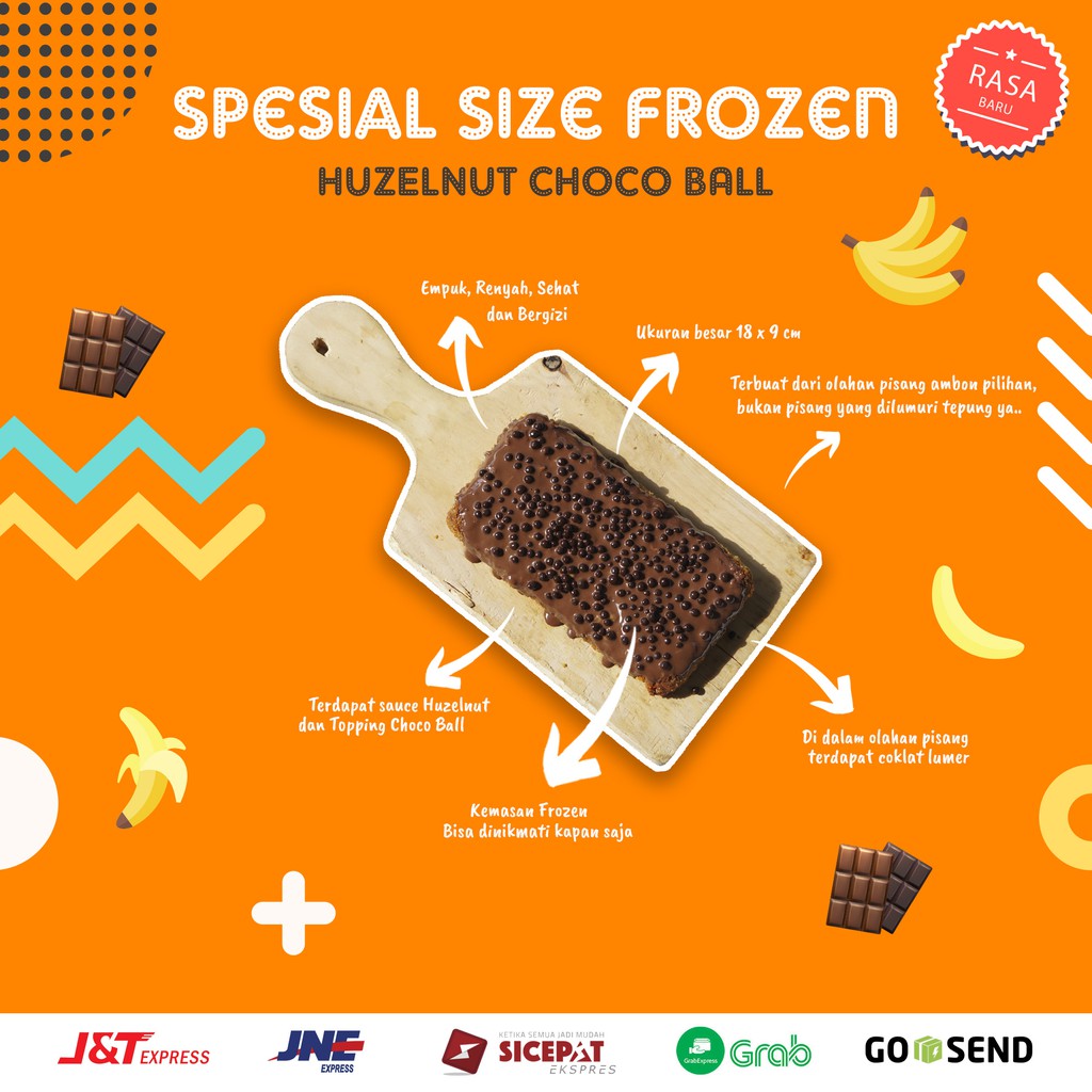 

HUZELNUT CHOCO BALL | NUGGET PISANG JUMBO MERK PISANG KEKINIAN UK. 18x9 CM