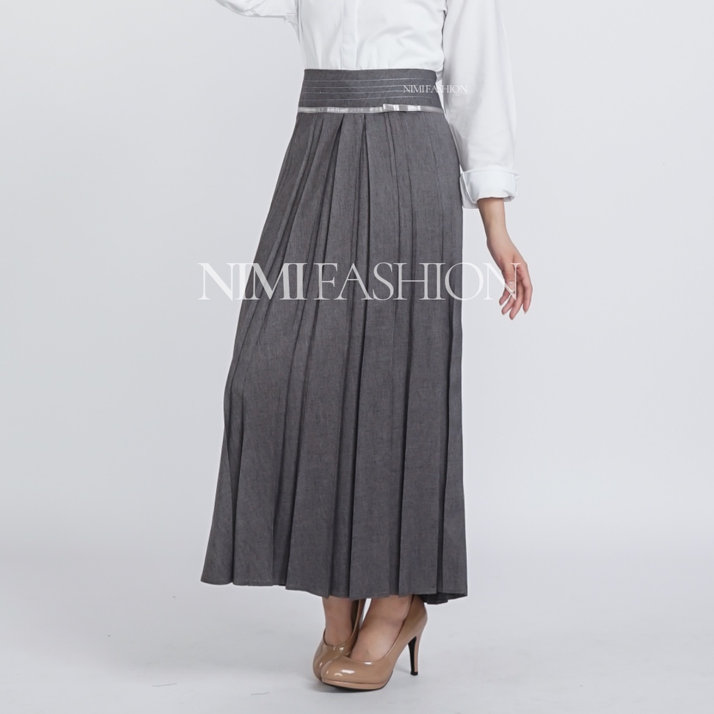 Rok Kerja Plisket / Rok Kantor Panjang Wanita Formal Rempel-1