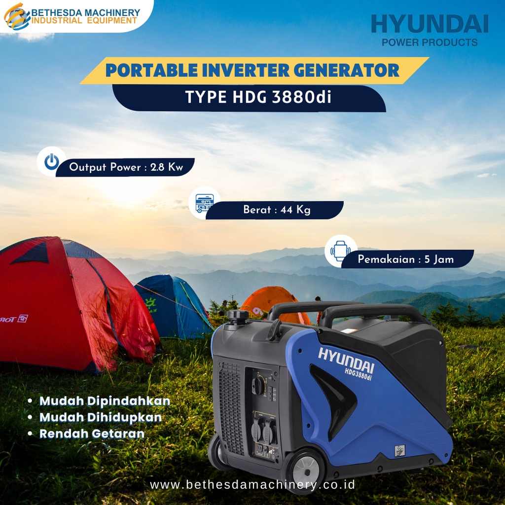 Genset Mini Portable 2800watt / 2800 watt HYUNDAI HDG 3800di Inverter
