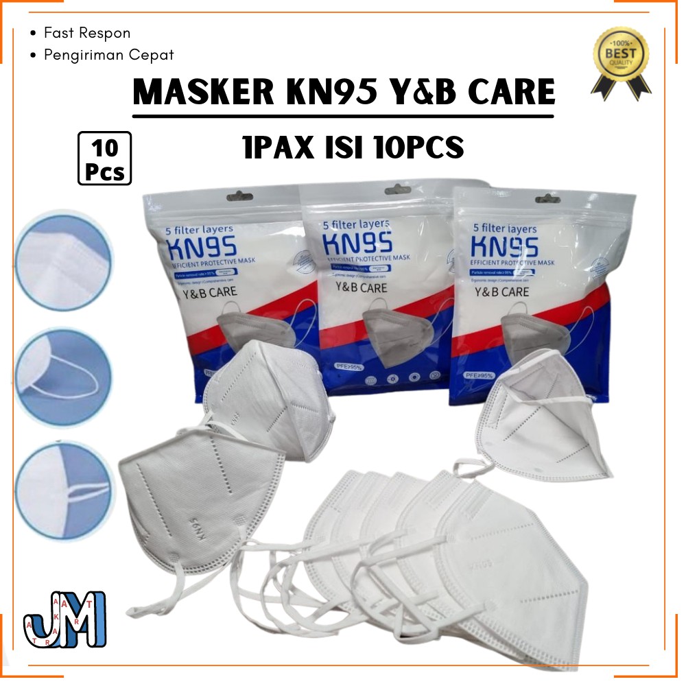 Masker KN95 Y&B Care Earloop Isi 10 Pcs  Ergonomic Design JKTM