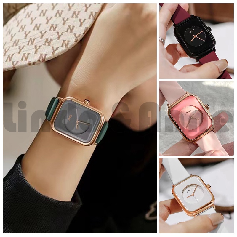 Jam Tangan Wanita Kekinian Strap Pu Dial Kotak Fashion Import