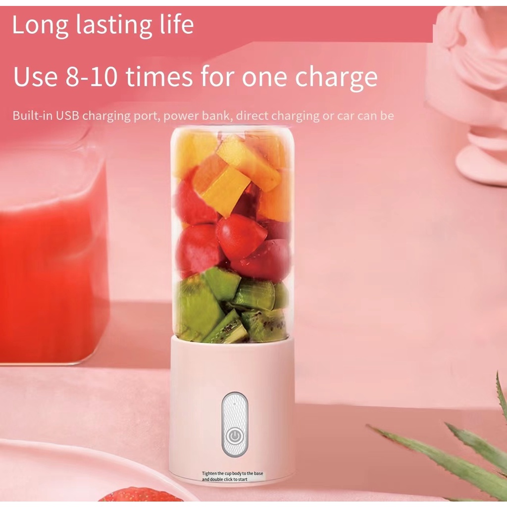 Blender Jus Mini Multifungsi Portable Juicer 400ML Botol Cup USB Blender Listrik Pisau Mata Bisa