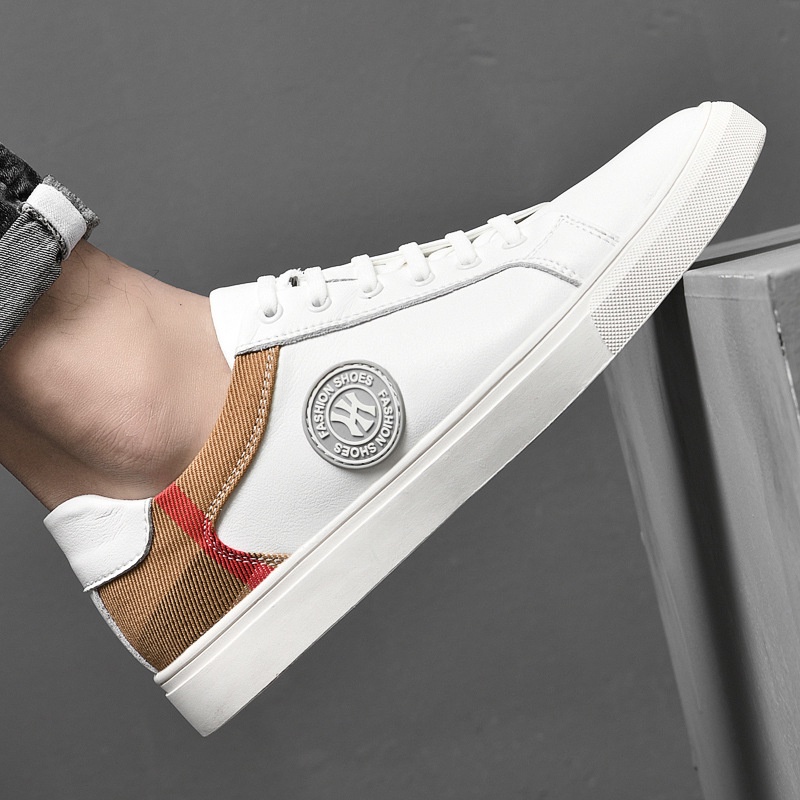 2022    Sepatu Pria Low-Top Sneakers Korea  Putih Sepatu Pria Kulit Sapi  Korea lace-Up Tren Olahrag