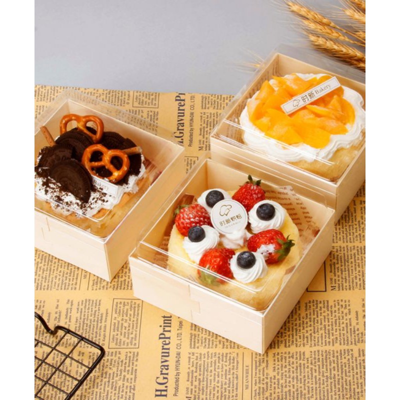 Jual box cake bahan kayu/korean box cake/kotak kue/box mika/kotak mika