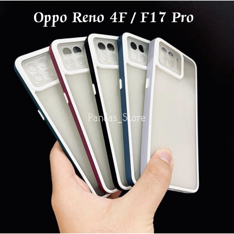 Pro Hybird Oppo Reno 4F / F17 Pro Softcase Halus dan Elegan / Pinggiran Garis Putih Keren (Pandas)