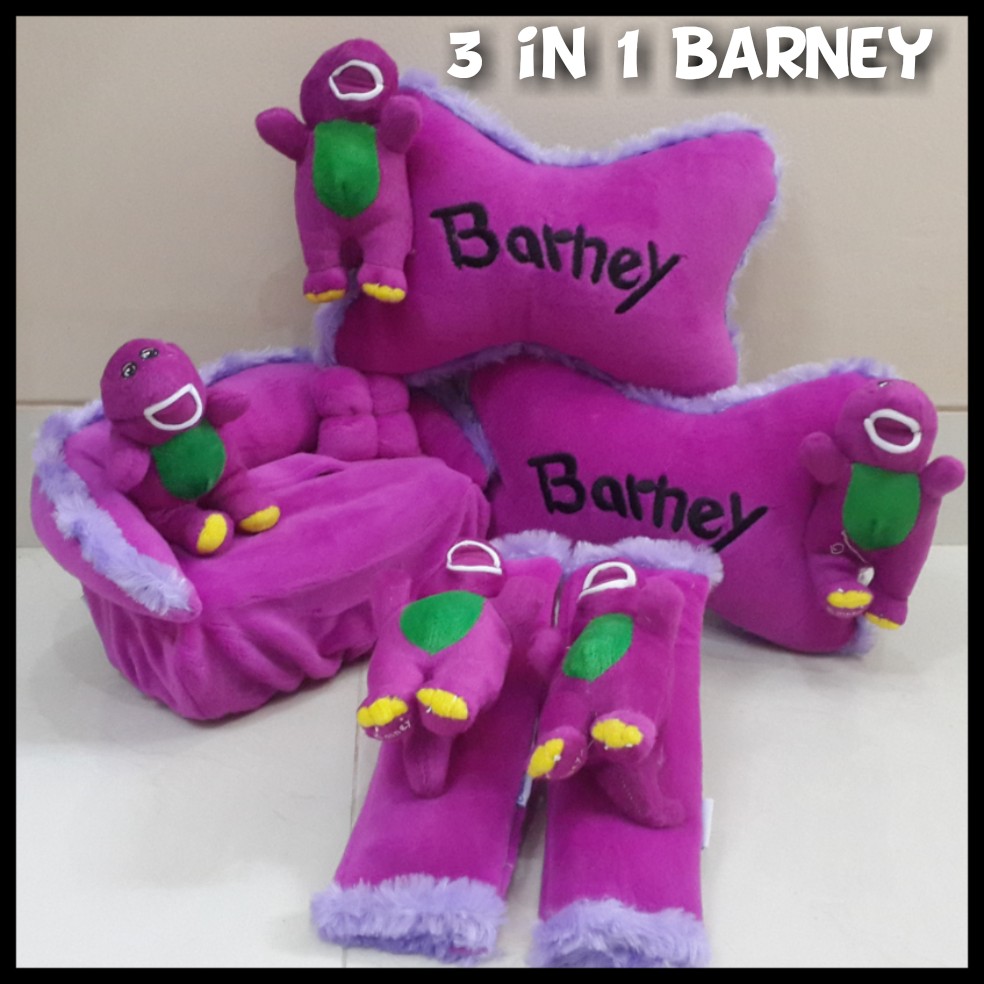 Bantal Mobil 3 In 1 Boneka Barney Ungu Biru