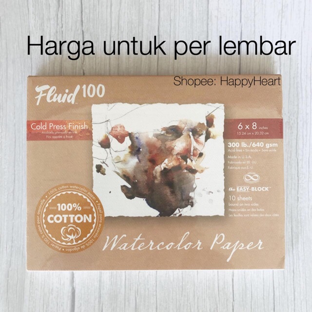 

FLUID 100 Watercolor Paper 6 x 8 inches, Cotton 640 gsm Cold Press