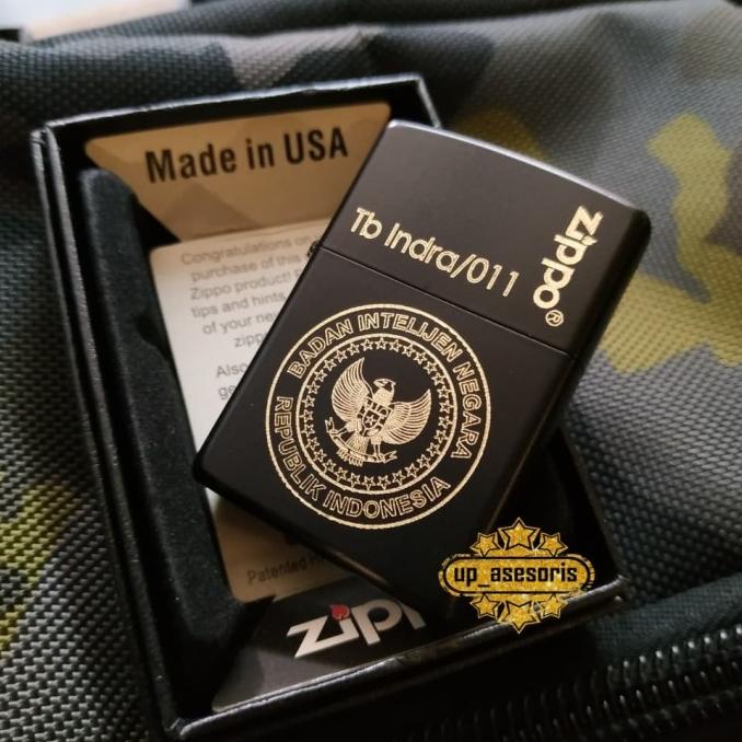 Zippo atau Korek Api Custom Ukir Grafir Logo BIN