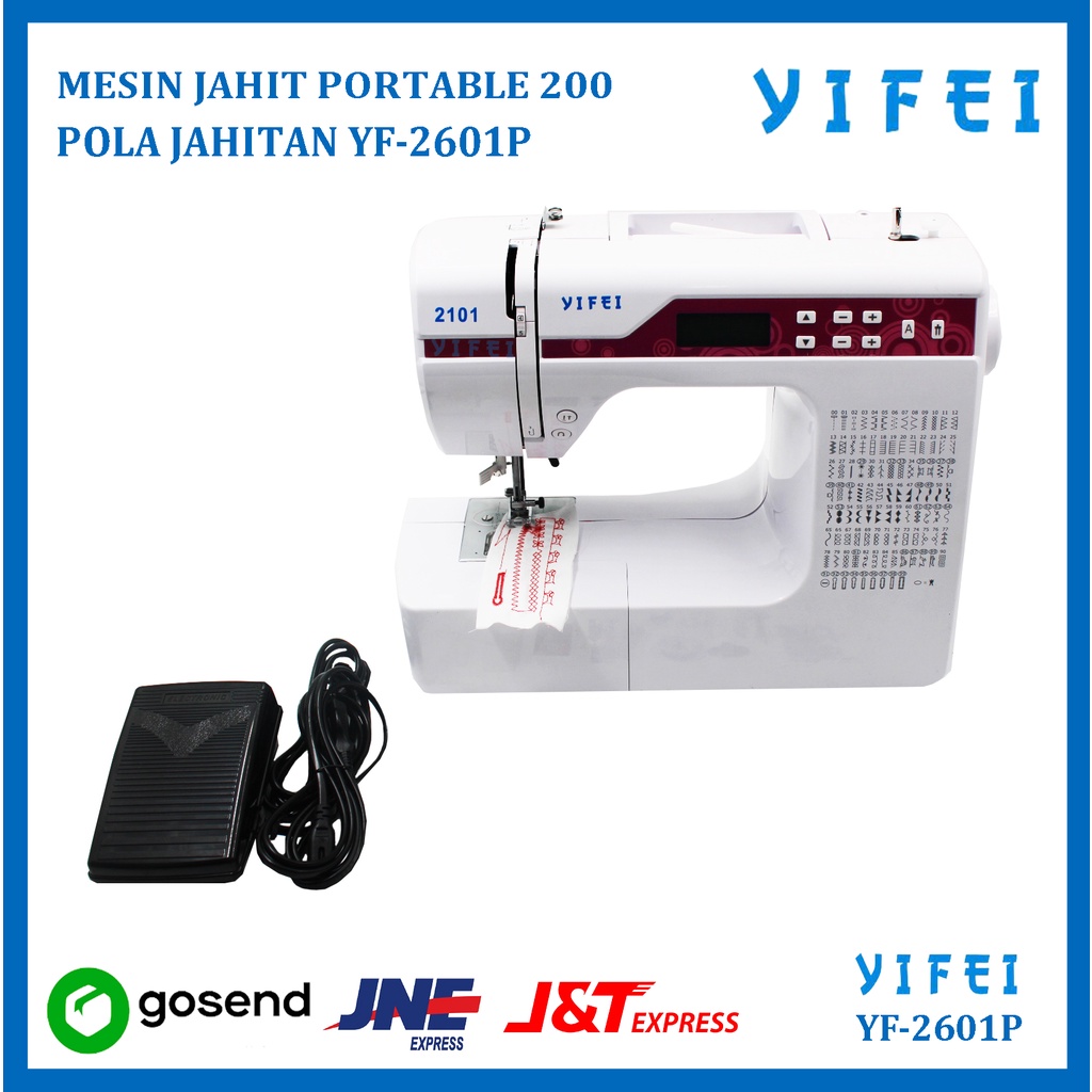 MESIN JAHIT PORTABLE 200 POLA JAHITAN YIFEI YF-2601P WARNA PINK