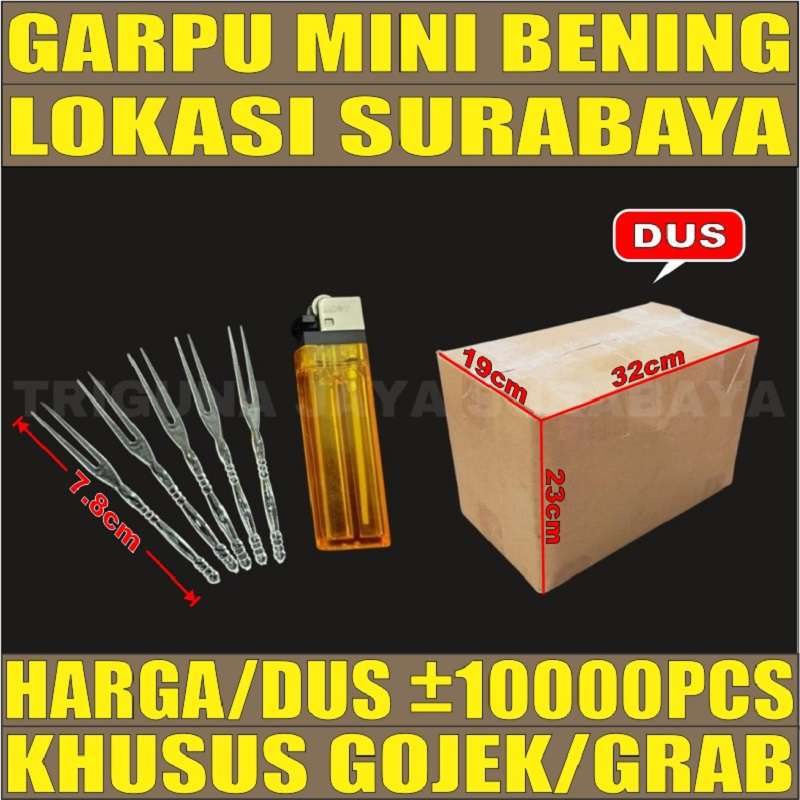 Garpu mini buah kecil perdus isi 10000pcs garpu plastik kue puding cake murah Surabaya