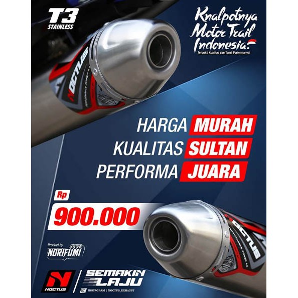 KNALPOT HONDA CRF 150 L MERK NOCTUS T3 STAINLESS BEST SELLER