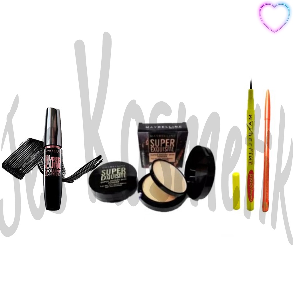 Paket Kosmetik MYB Bedak Super Exquisite Make Up Eyeliner Mascara Pensil Alis 4 in 1