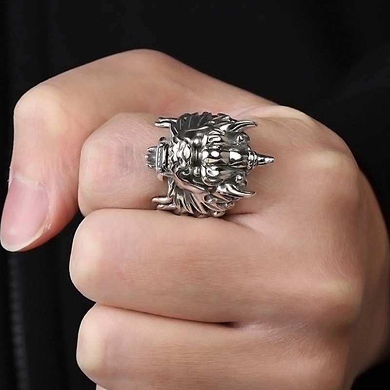 Cincin Model Terbuka Desain Kepala Banteng Gaya Klasiktrendy Adjustable Untuk Pria