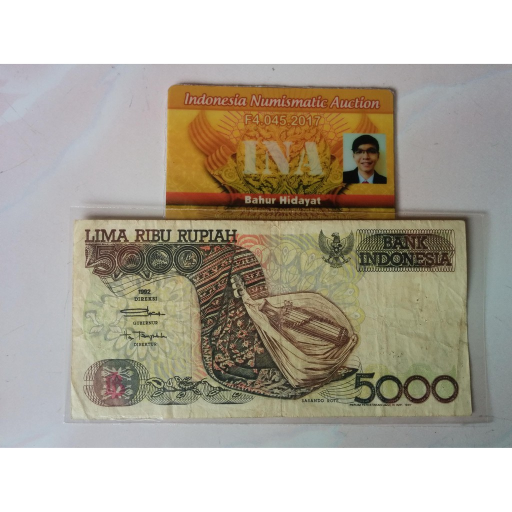 Uang Kuno Kertas Lama 5000 Rupiah Tahun 1992 (VF)