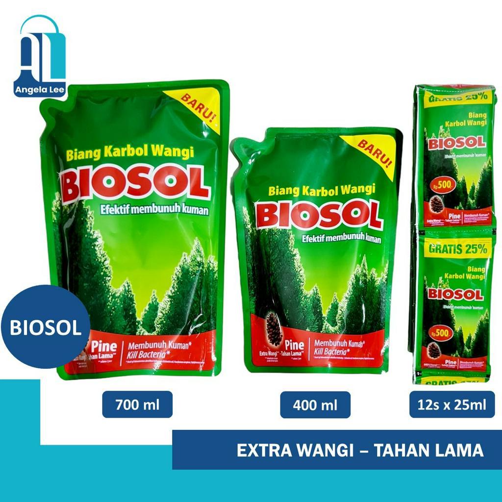 BIOSOL karbol extra wangi bunuh kuman virus pouch 400ml pel pembersih lantai