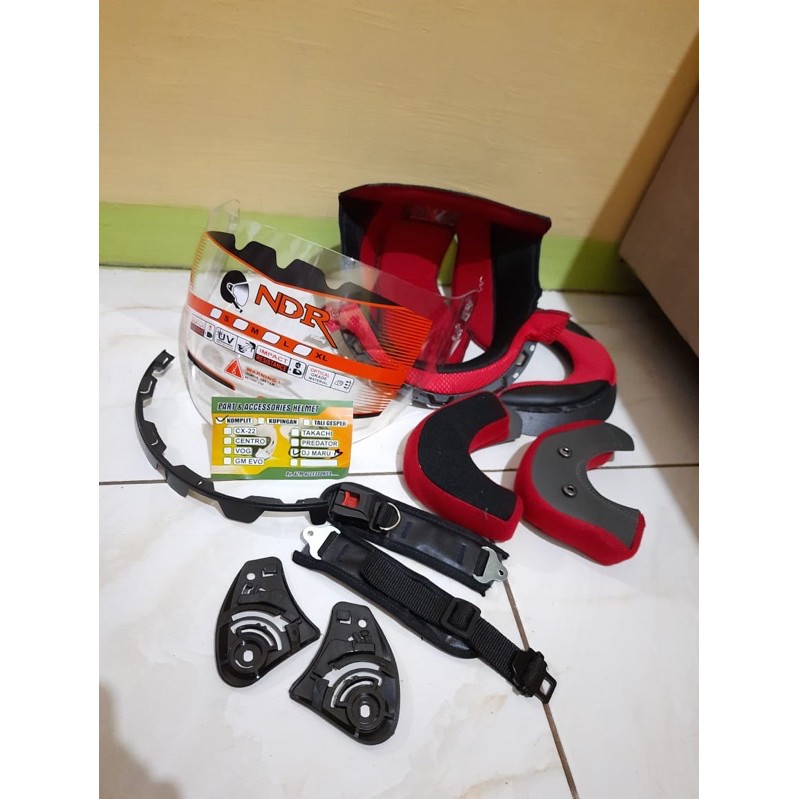 Paket komplit busa dan kaca visor hlm KYT DJ MARU putih kancing besi