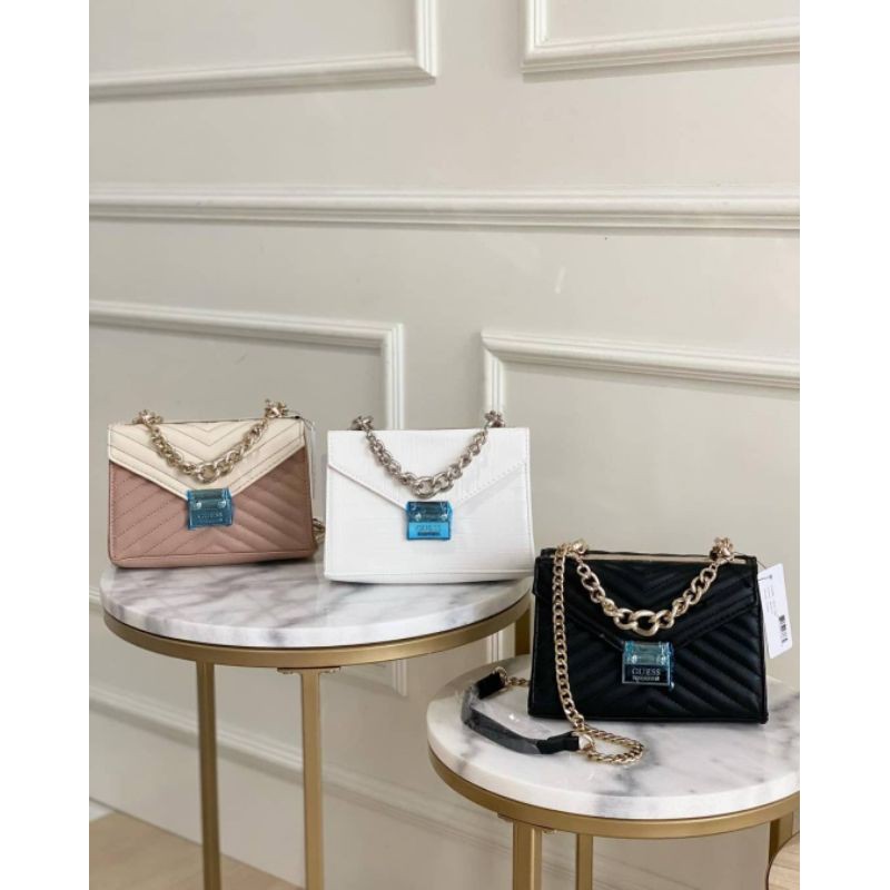 Tas Pink | Tas Cewek Putih | Tas Tali Rantai | Tas Wanita Import | Gb293