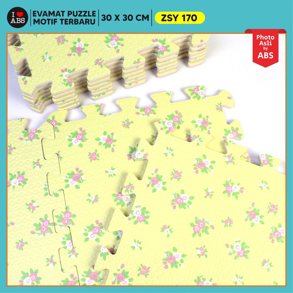 (ABS) ALAS EVAFOAM PUZZLE MOTIF BUNGA PANDA 30 X 30 X 1CM-5