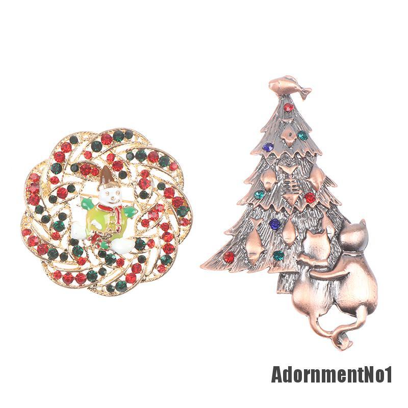 (Adornmentno1) 1pc Bros / Pin Enamel Bentuk Pohon Natal / Kucing Untuk Aksesoris Wanita