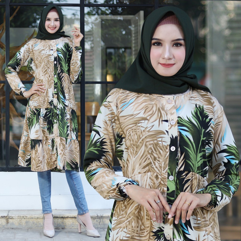 HOPYLOVY - Tunik Wanita Bermotif Disa