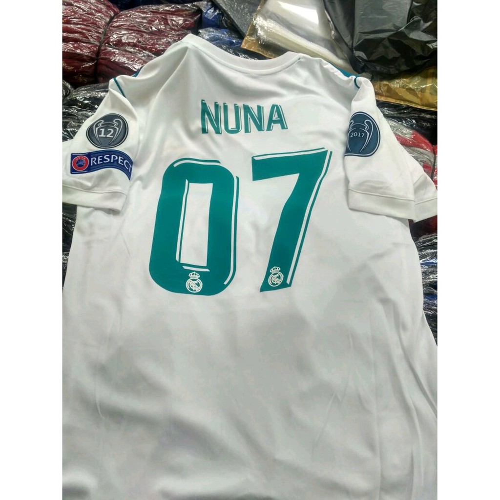 jersey real madrid home full patch champions plus costume nama Berkualitas