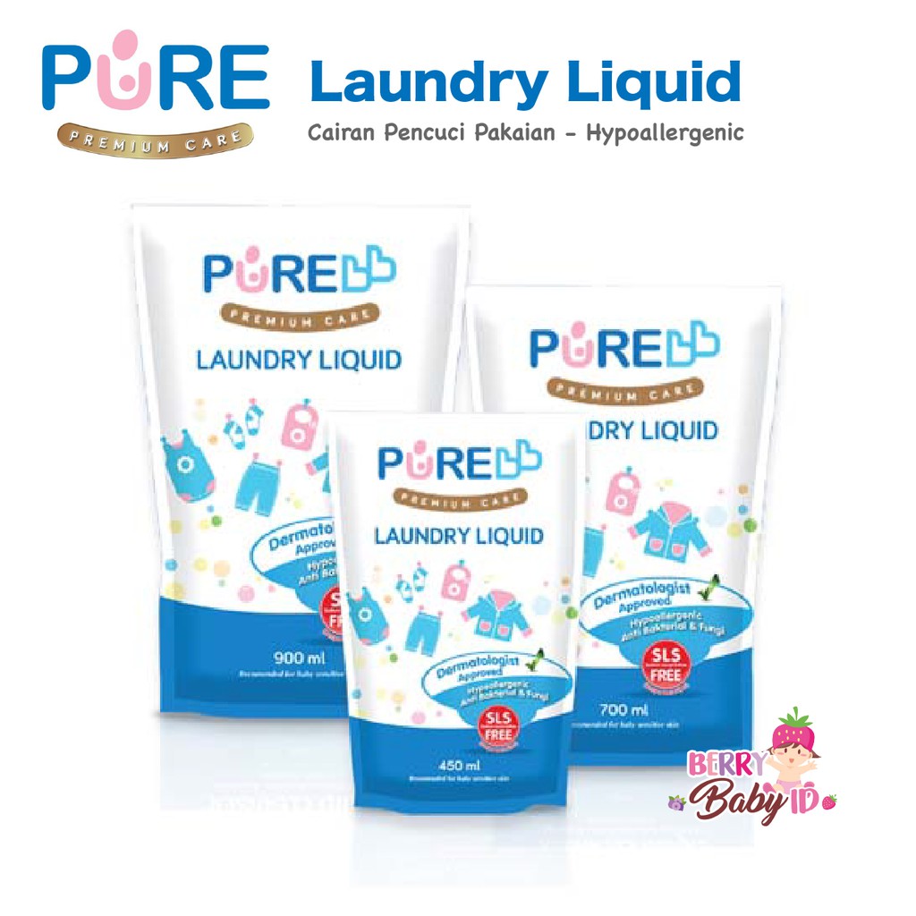 PureBB Laundry Liquid Cairan Sabun Pencuci Baju Bayi 900 ml Pure BB Berry Mart