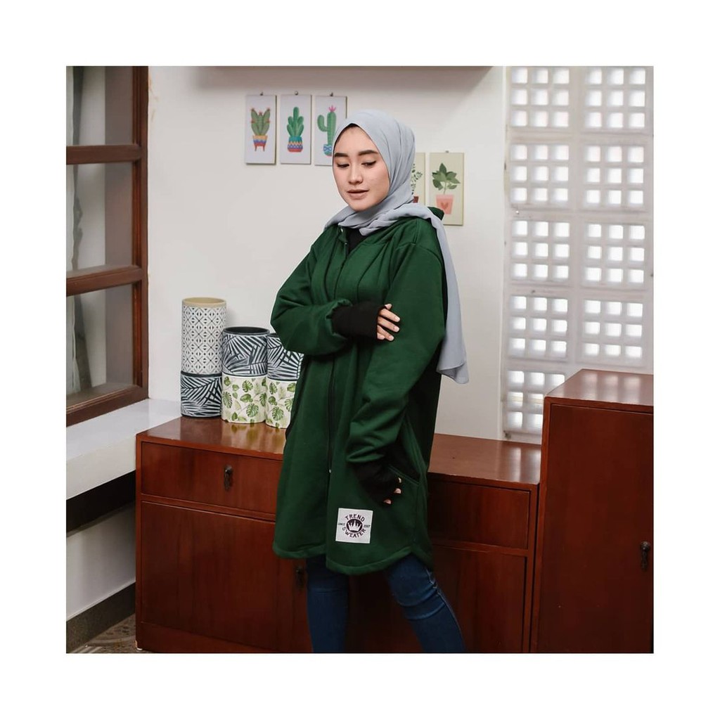 Long RH Zipper || Hoodie Hijaber || Sweater wanita #LRZ