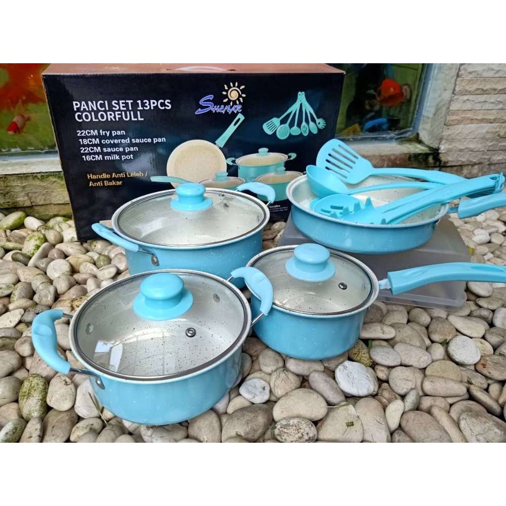 SHENAR (COD) ,Panci Set 13 Cookware Tutup Kaca SERBAGUNA / PANCI 13 SET / PANCI SET