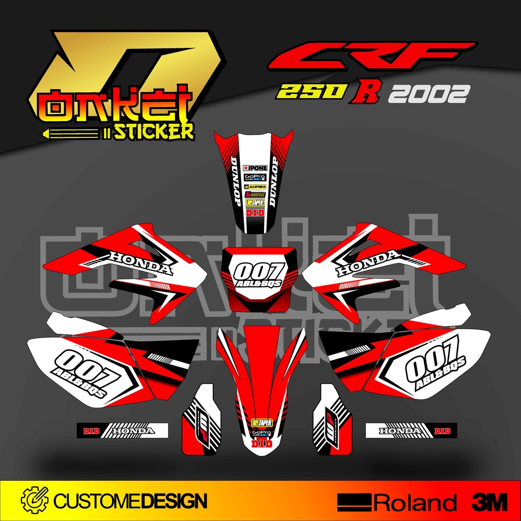 DECAL STICKER CRF 250 R 2002 RED