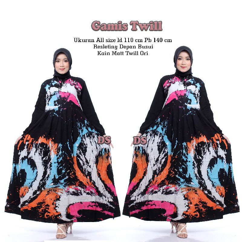 Spesial Promo Gamis Twil Ory Abstrak / Gamis Twil Terlaris dan Terbaru /Bisa COD