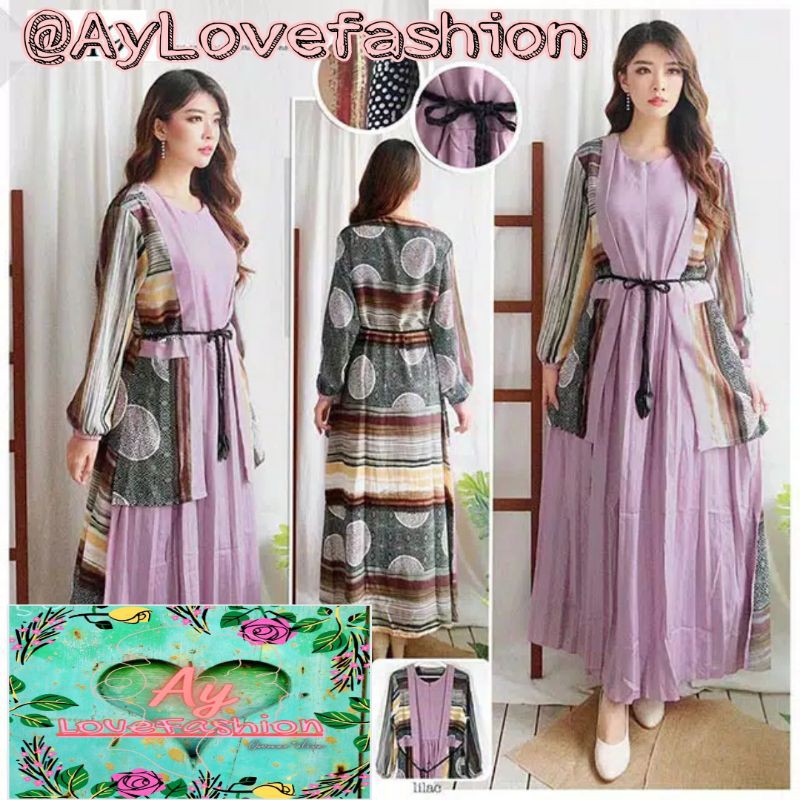 MAXY Maxmara YURI Kombi Mosscrepe Plisket Busui Sleting Ori Yuri dress gamis muslim murah sale