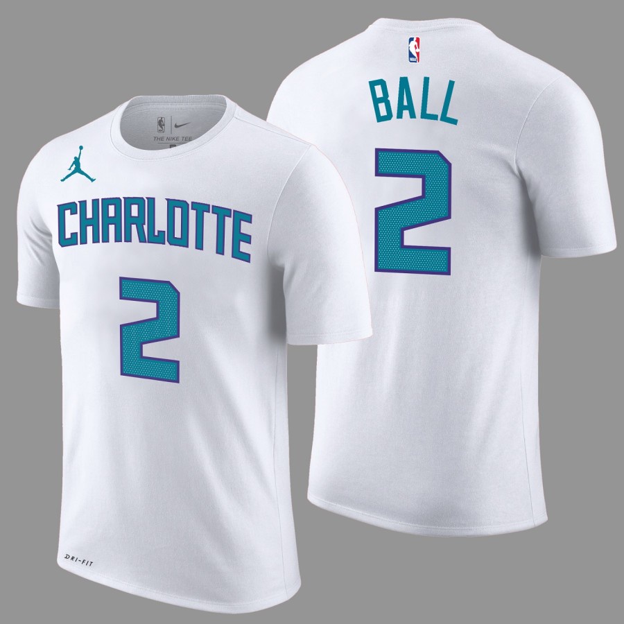 KAOS BAJU TSHIRT NBA CHARLOTTE HORNETS 2 LAMELO BALL PUTIH / BAJU BASKET PRIA WANITA