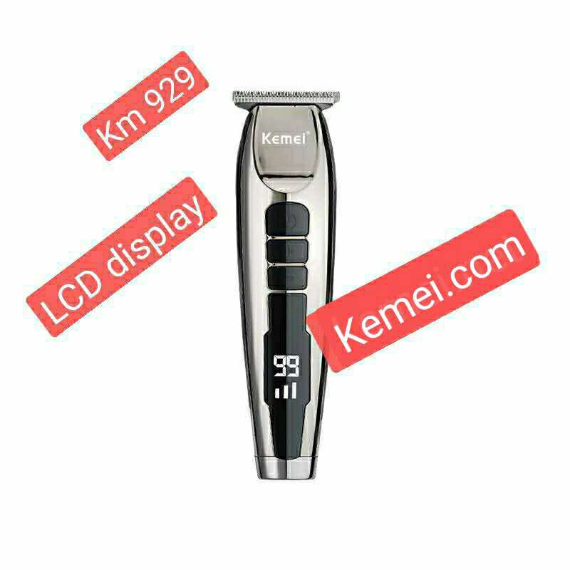 Kemei km-929 LCD wireless hair clipper alat cukur rambut kemei