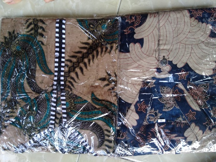 Set Batik Tradisional Couple Blus/blouse Zipper Depan /kemeja Lengan Pendek Ori Batik Pekalongan