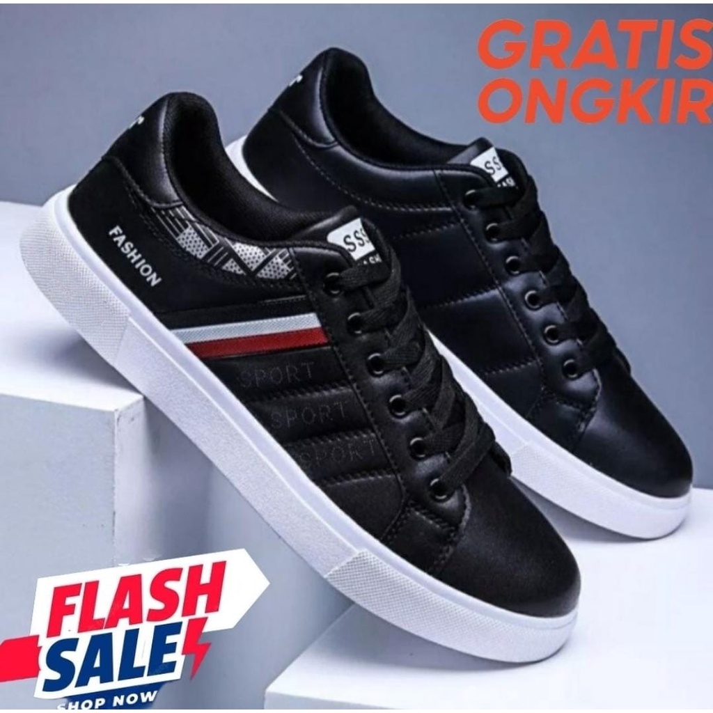 Sepatu SENJI sneakers pria sepatu casual putih HITAM  keren senji SS
