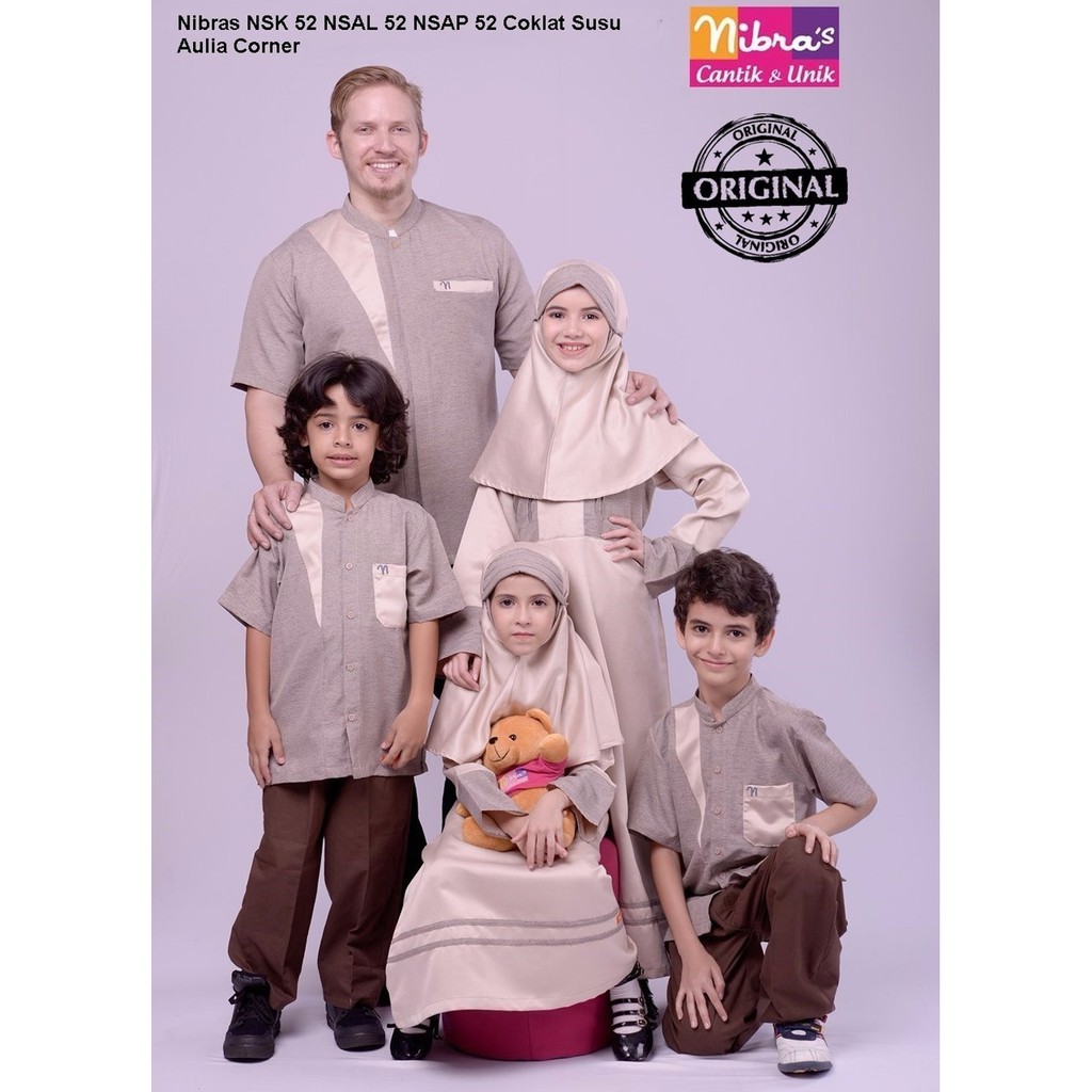 PROMO TERBARU Seragam Keluarga Nibras Koko Ayah NSK 52 Anak NSAL 52 NSAP 52 Coklat Susu ORIGINAL Baj