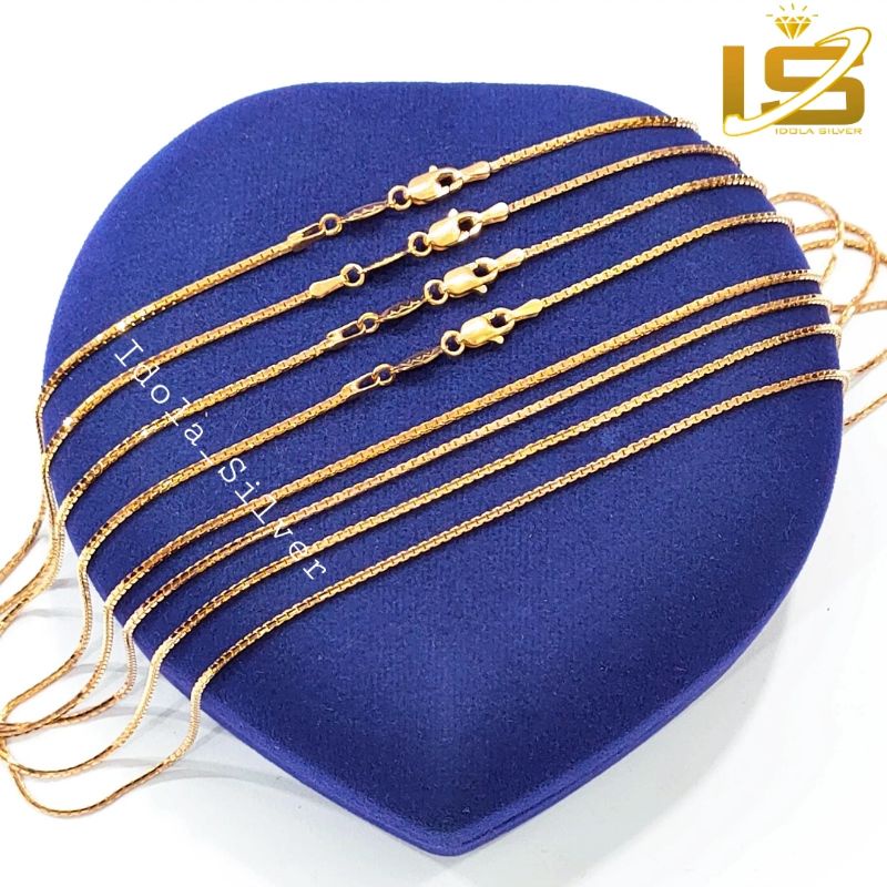 KALUNG PERAK ASLI PRIA WANITA 925 LAPIS EMAS MODEL ITALY SANTA ROSEGOLD - PERHIASAN PERAK ASLI