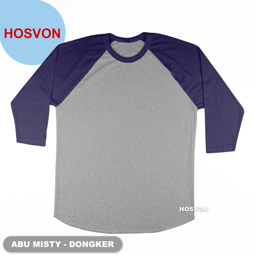 ABU MISTY - NAVY Raglan Lengan 3/4 COTTON COMBED 20s (PRIA &amp; WANITA)