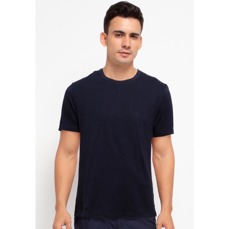 GIORDANO Original Crew Neck Tee Kaos Oblong Katun Polos Pria - Signature Navy