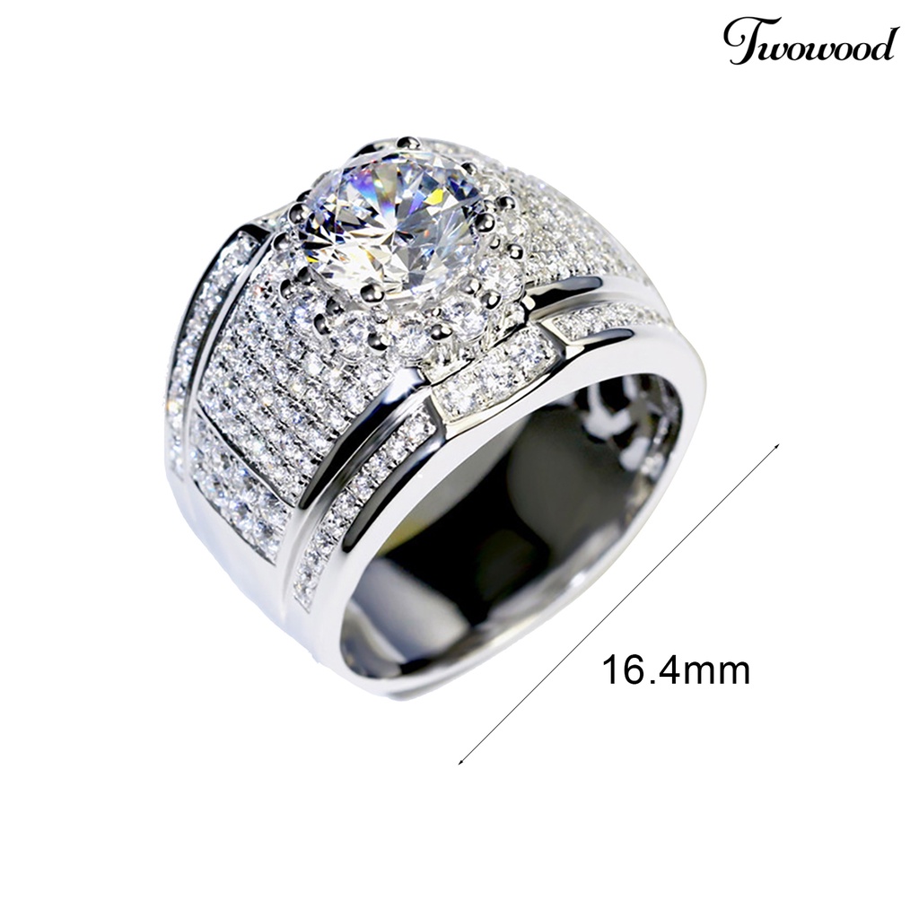 Cincin Jari Lapis Silver Aksen Berlian Imitasi Untuk Pria