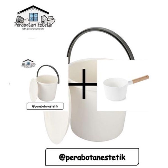 Ember Putih IUIGA Minimalist Bucket Lid minimalis & Gayung