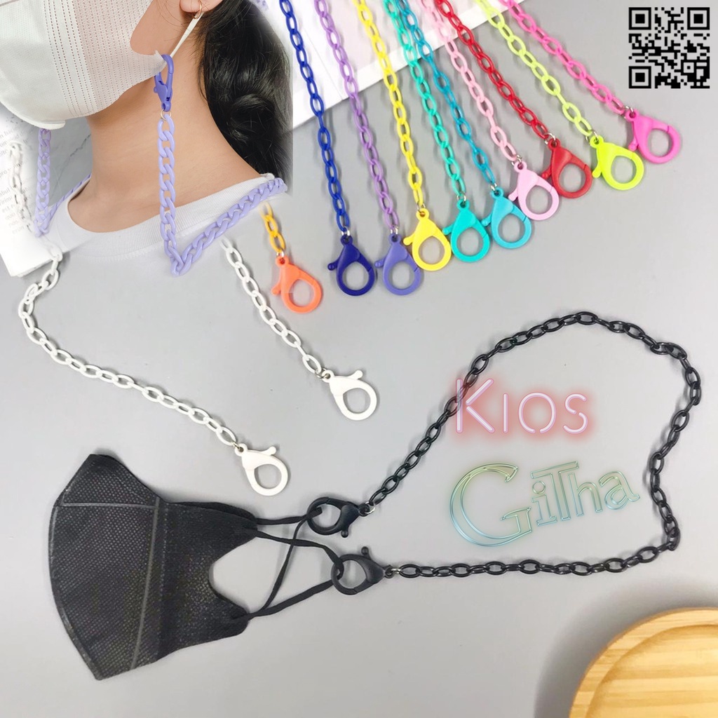 TALI STRAP MASKER RANTAI PLASTIK WARNA WARNI UNTUK ANAK DEWASA CONECTOR MASKER JUMBO