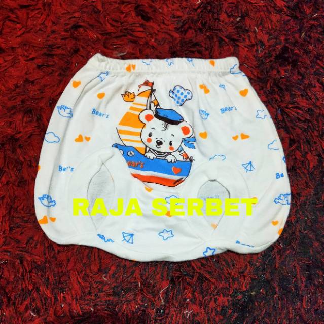 celana pop katun putih print isi 3 pc (AR)