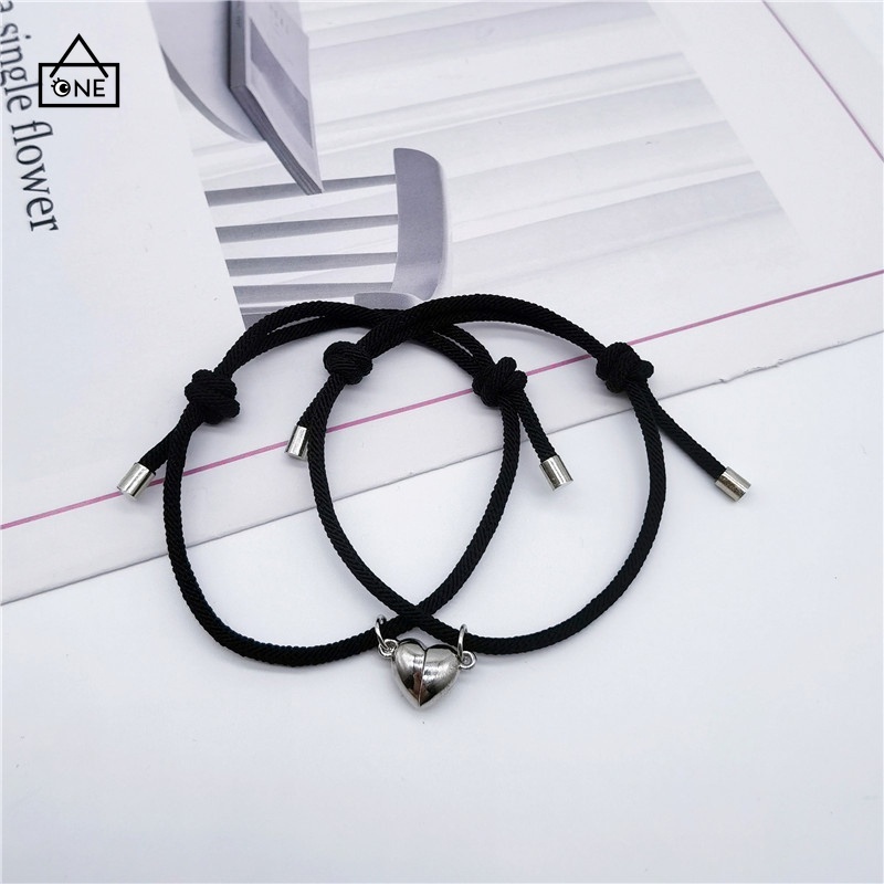 COD❤2 Pcs Gelang Cinta Pasangan Tali Kepang Magnetik Gaya Cina Untuk / Pria / Wanita A one