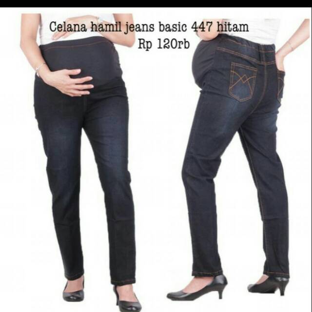 Celana hamil jeans basic 447 hitam