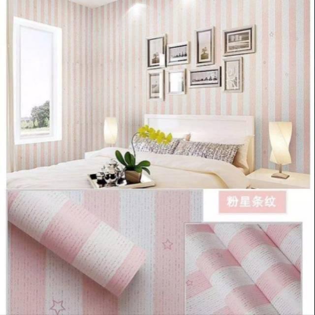 WALLPAPER DINDING STIKER 45 CM X 9.5 M (PINK STAR)