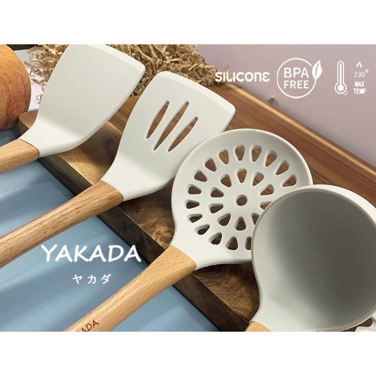 Orinoco Alat Masak Double Silicone Y-203 Gagang Kayu Tahan Panas Bpa Free Food Grade - Kitchen Utensils Anti Leleh Dua Lapis Silikon-8