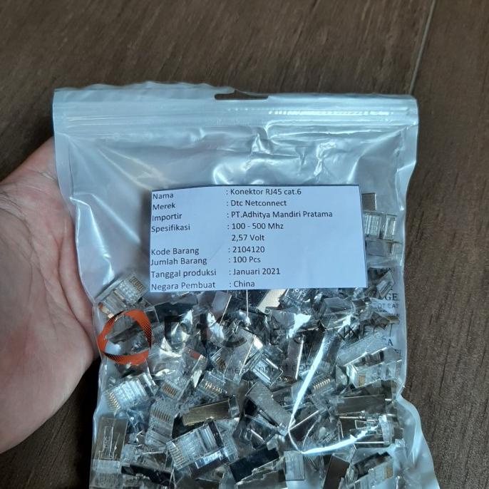 Mantap Konektor Rj 45 Cat6 Shielded Dtc Netconnect @100Bh / Rj45 Dtc Cat 6 Hemat
