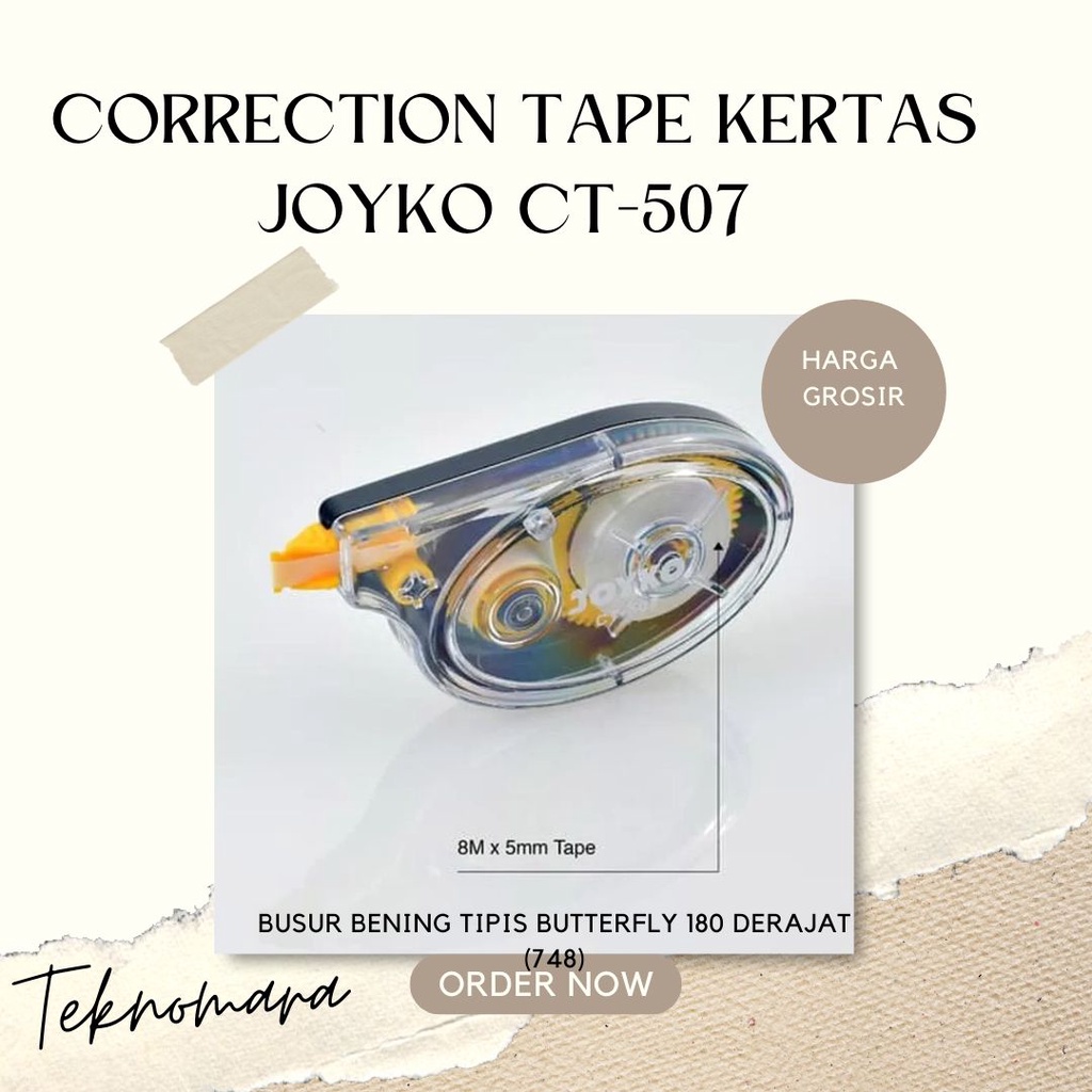 

CORRECTION TAPE KERTAS JOYKO CT-507 / TIP EX KERTAS TIPE X KERTAS / TIPE EX KERTAS / TAPE X / TIPEKS